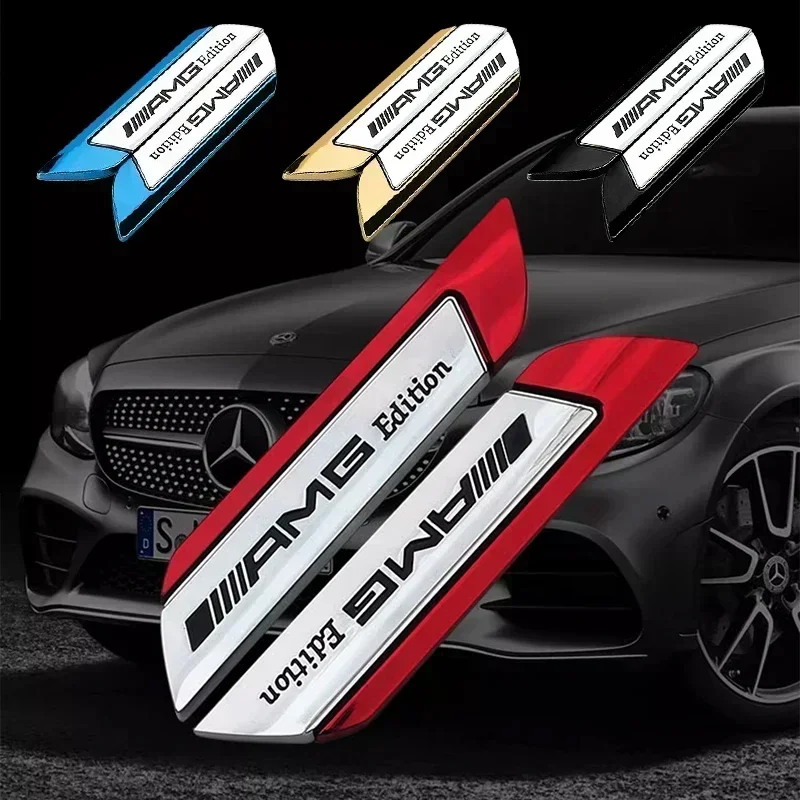 

2pcs Car Sticker Car Leaf Board Decorative Stickers for AMG Mercedes Benz A C E R M class CLA GLA C180 W204 W210 W124 W205 W203