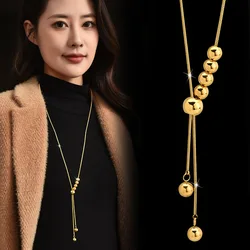 Classic Metal Ball Pendant Necklace Stainless Steel Long Chain Necklace for Women Men Jewelry Gift