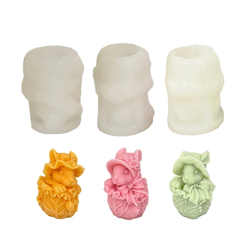 Cauliflower Rabbit Silicone Mold for Handmade Desktop Decor Gypsum Epoxy Resin Aroma Mould for Home Decoration