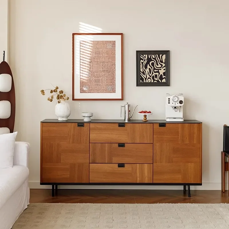 

French retro living room integrated storage cabinet against the wall, entrance cabinet decorative storage cabinet