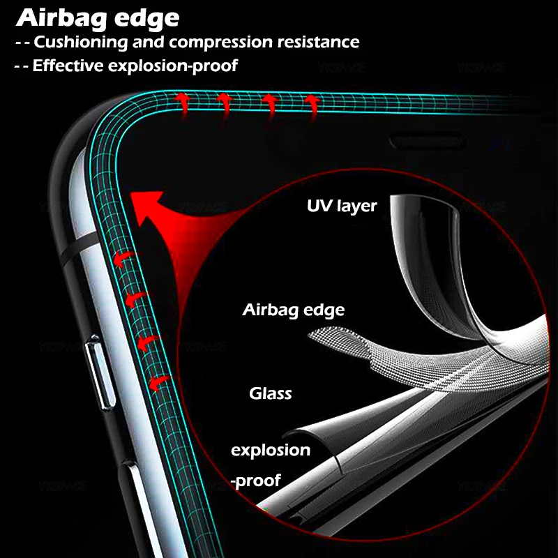 2Pcs 3D Airbag Bumper edge Tempered Glass For iPhone 17 16E 16 15 14 13 12 mini 11 Pro XR X XS MAX 7 8 Plus SE Screen Protector