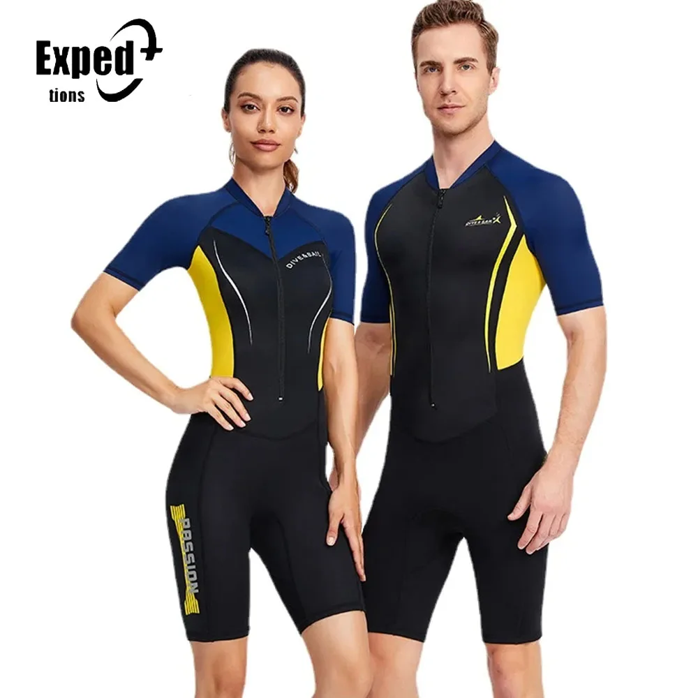 1.5mm Neoprene Adult Diving Suit Sleeves Leggs Front Zip Swimsuit  Men 1.5mm Women Jumpsuit Short Shorty Wetsuits