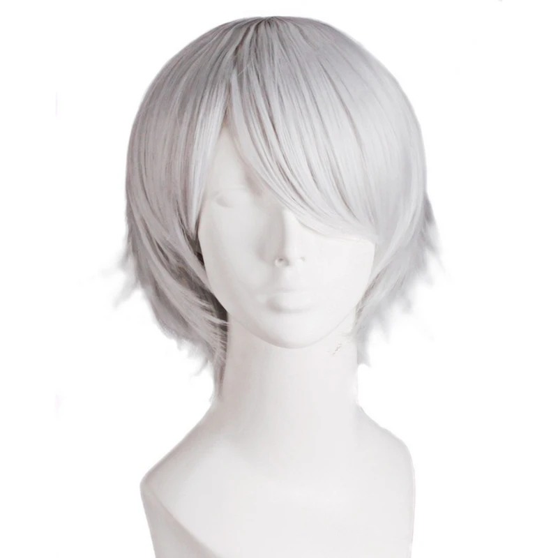 Sakata Gintoki Role Wig Comic Exhibition Dress Up Headwear Silvery Fluffy Reflex Action Short Hair Concert Dress Up Anime Wig