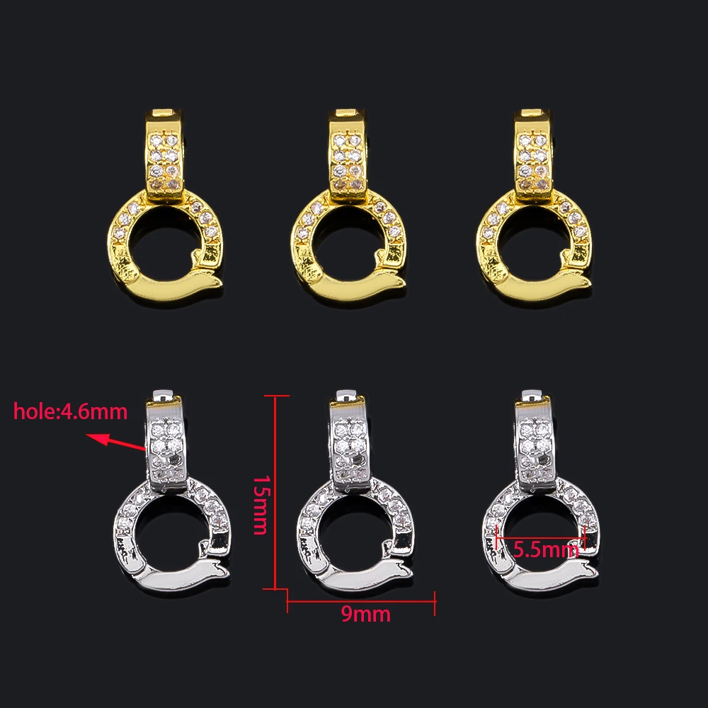 2pcs Round Universal Brass Pendant Clasps With Zircon Inlay Connector For DIY Necklace Pendant Jewelry Making Accessories