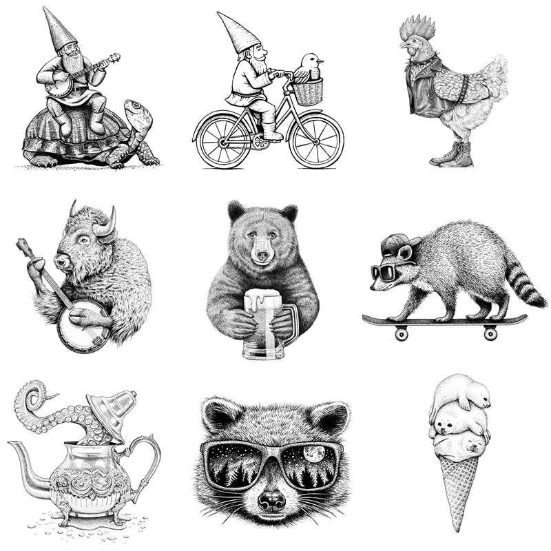 Clear Stamps New 2023 Card Scrapbooking Animals Art Raccoon Octopus Wolf Christmas Santa Claus Natural Account Craft