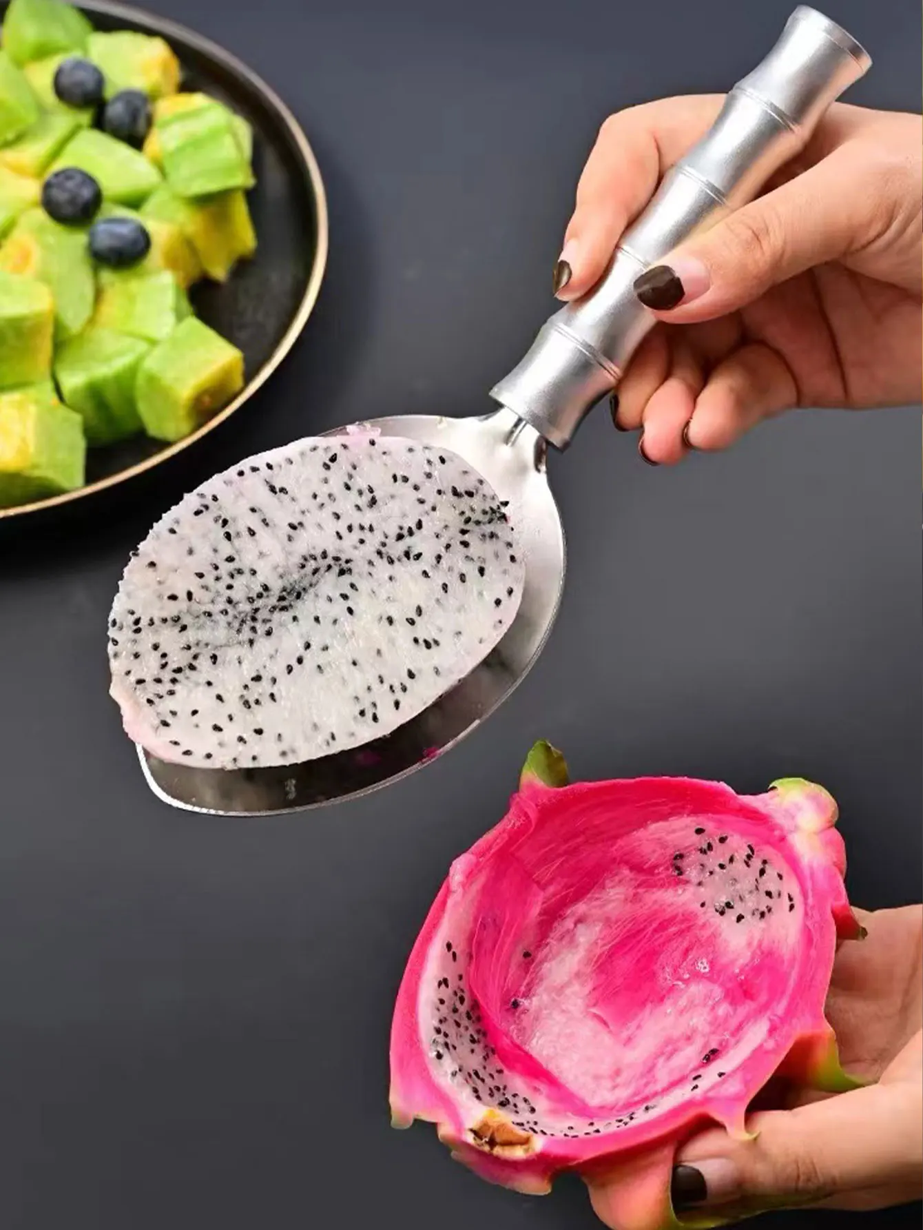304 Stainless Steel Mango Slicer Tool, Special Fruit Shaping Mold for Cutting Mangoes into Cubes, Watermelon Cutter, Scoop Knife, 1 Piece