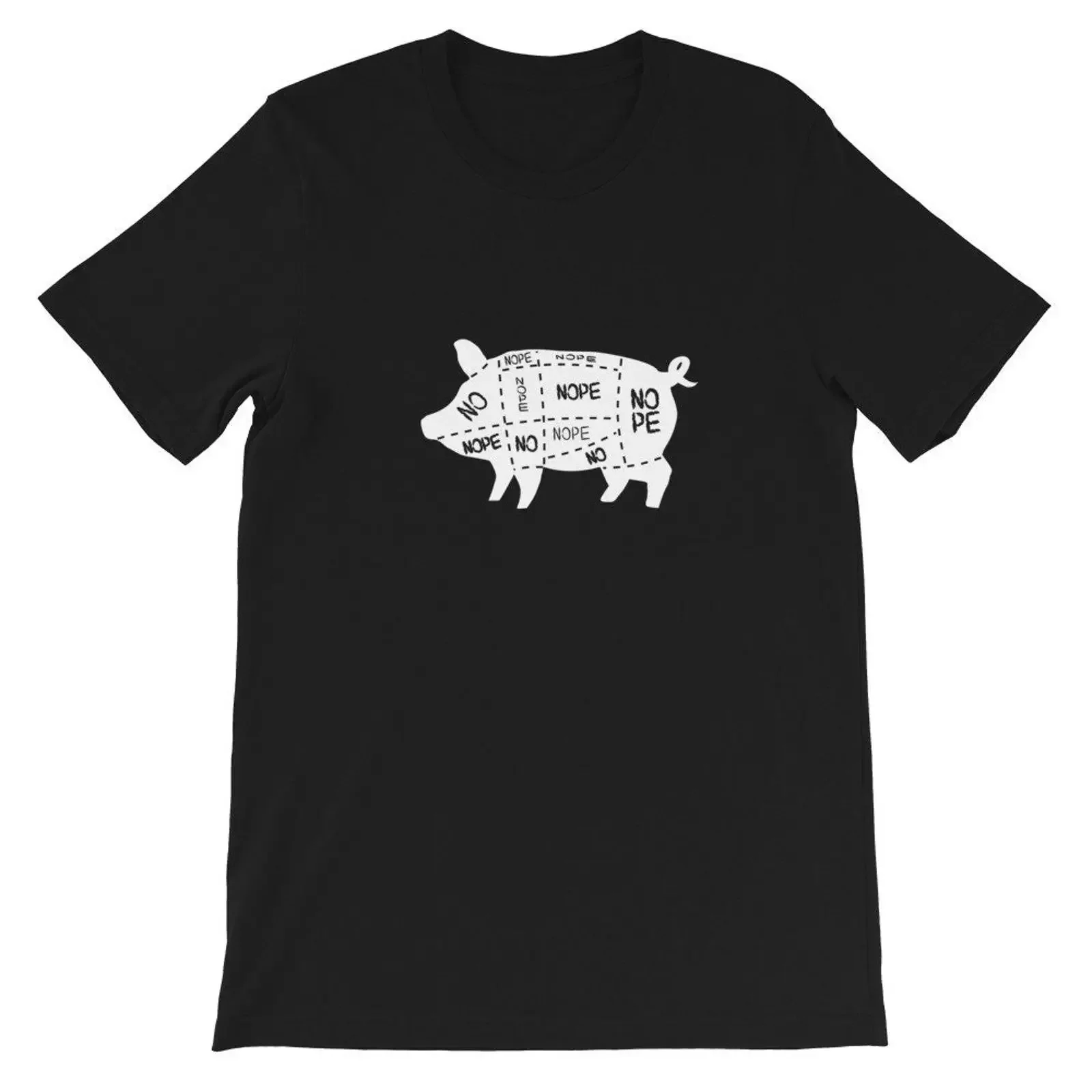 Vegan Pig T Shirt Animal Friendly Vegetarian Anti Butcher Chart vintage Washed Stretched Slightly fashion Top For Everyday Wear