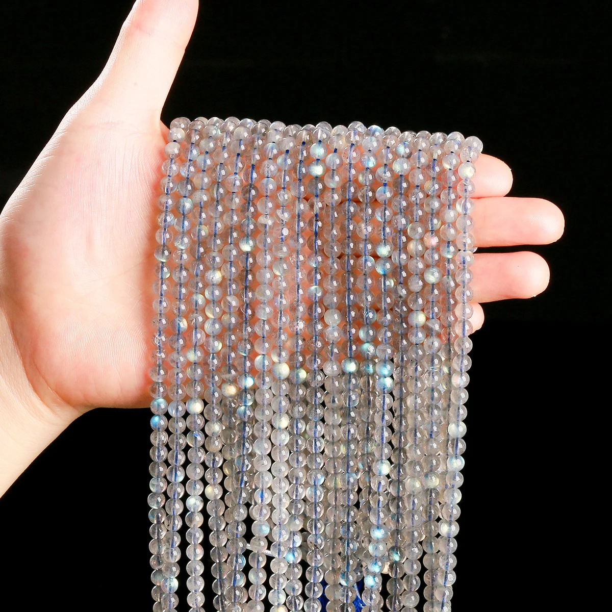 7A Natural Stone Gray Moonstone Beads Loose Spacer Labradorite Gemstone Bead for Jewelry Making DIY Necklace Bracelet Accessory view 6
