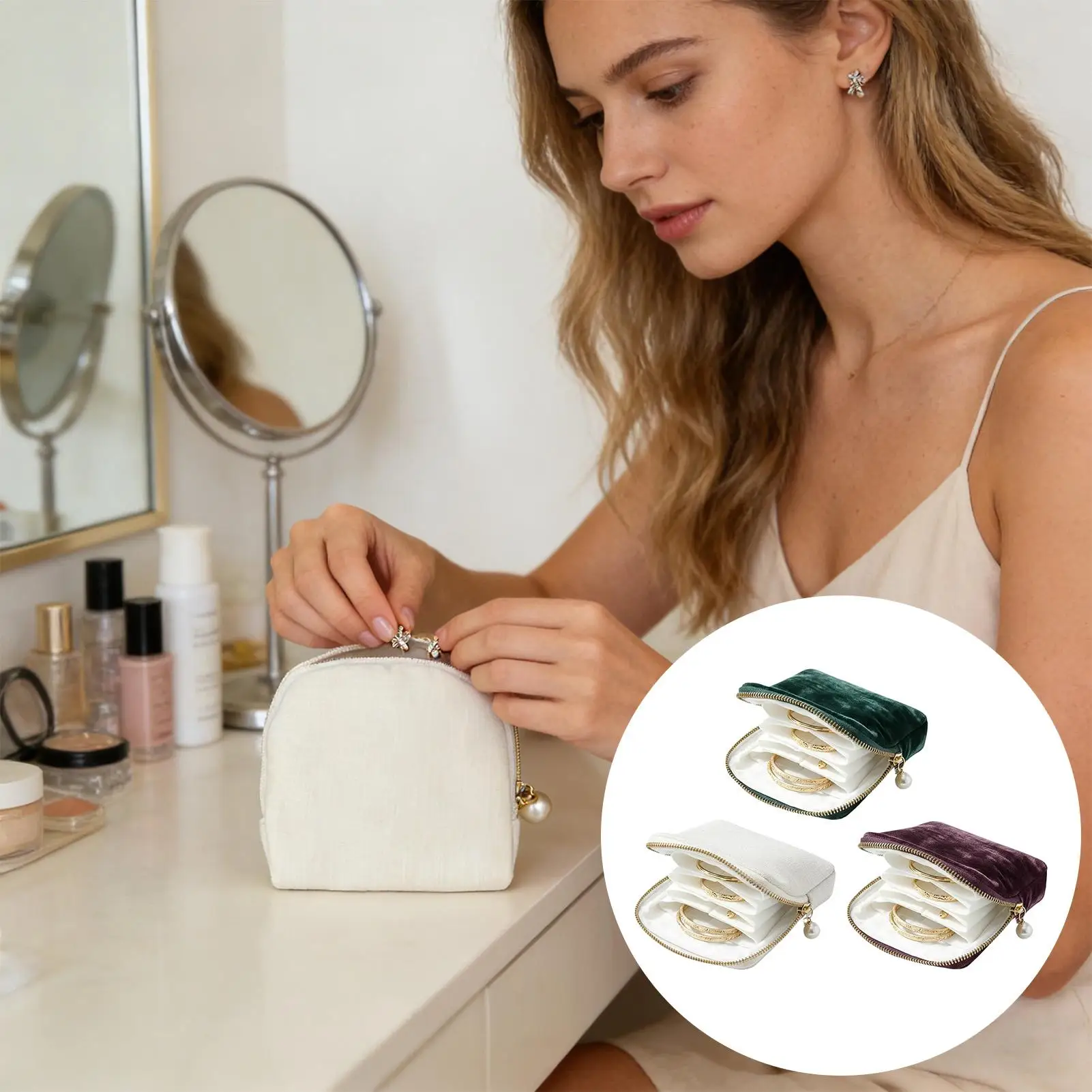 

Сумки для хранения ювелирных изделий, пылезащитный, мягкий, элегантный, маленький дорожный футляр для ювелирных изделий для женщин, серьги, кольца, ожерелье, рюкзак на день рождения, домашний