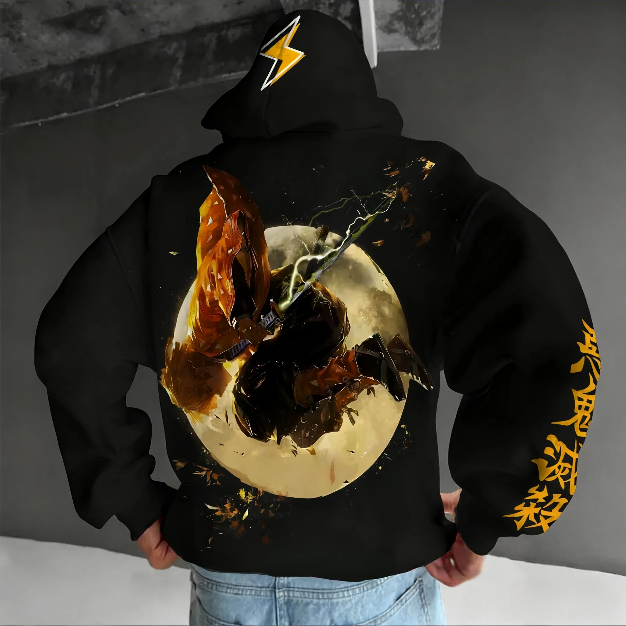 

Demon Slayer Y2K модная мужская толстовка с капюшоном на осень/зиму, новый аниме-принт в американском стиле Харадзюку, большие размеры, повседневный свободный топ для родителей и детей