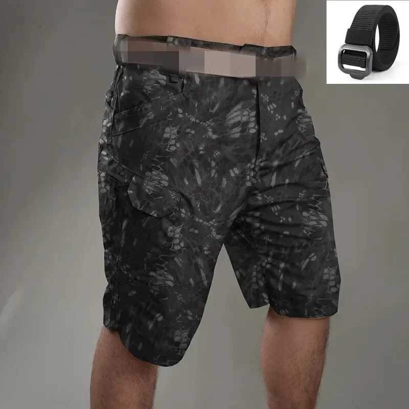 Men Summer Outdoor Breathable Shorts Riding Fishing Tactics Light and Quick-Drying Elastic Tear-Resistant EDC Cargo Shorts