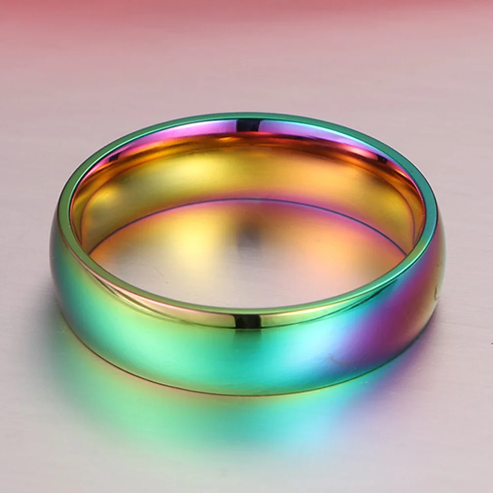 Titanium Steel Rainbow Colorful Ring Waterproof Fashion Ring Elegant Women Jewelry Unique Design Women Jewelry