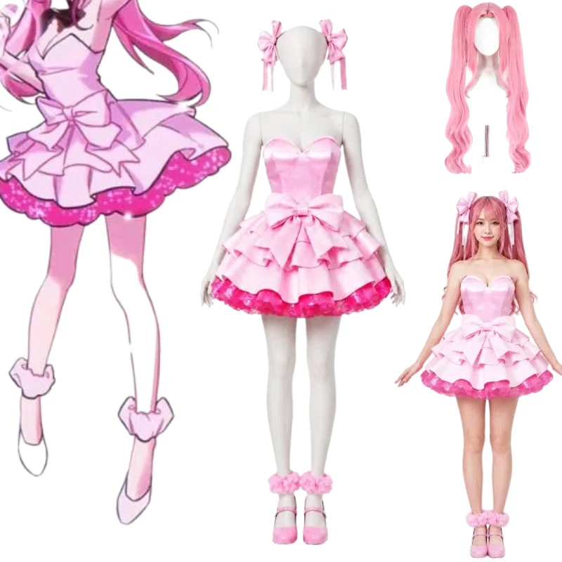 

Anime Mizi Cosplay Costume Pink Lolita Princess Dress Stage Performance Clothes Role Play Outfit for Women Theme Party