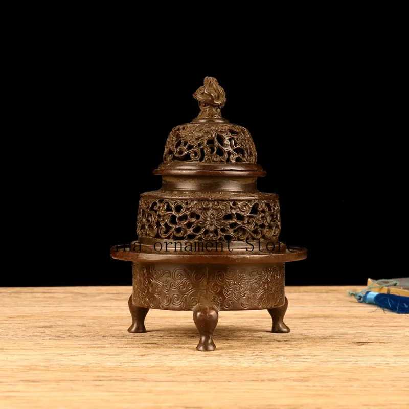 Wholesale antique-style bronze three-section imperial incense burner, a decorative piece for home or living room, made of alloy