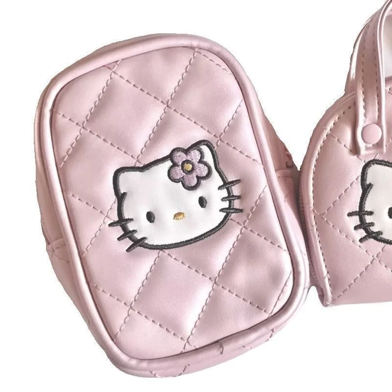 Bolsa de almacenamiento de Hello Kitty para niñas, bolso de mano de Anime Kawaii Sanrio, Cartera de moda de gato Kt de dibujos animados, regalos encantadores