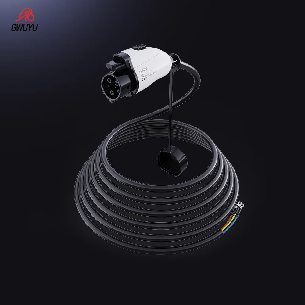 GWUYU M10 EV Extension Charging Cable 5m SAE J1772 Type 1 Plug 240V 16A 32A 3.5KW 7KW for Electric Vehicle Charger Station