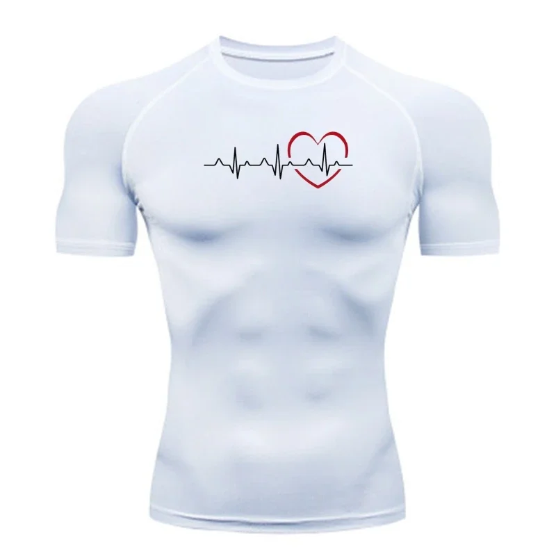 Men Compression T-shirt Printing Short Sleeve Sport Tees Gym Fitness Sweatshirt Male Jogging Tracksuit Homme Athletic Shirt Tops