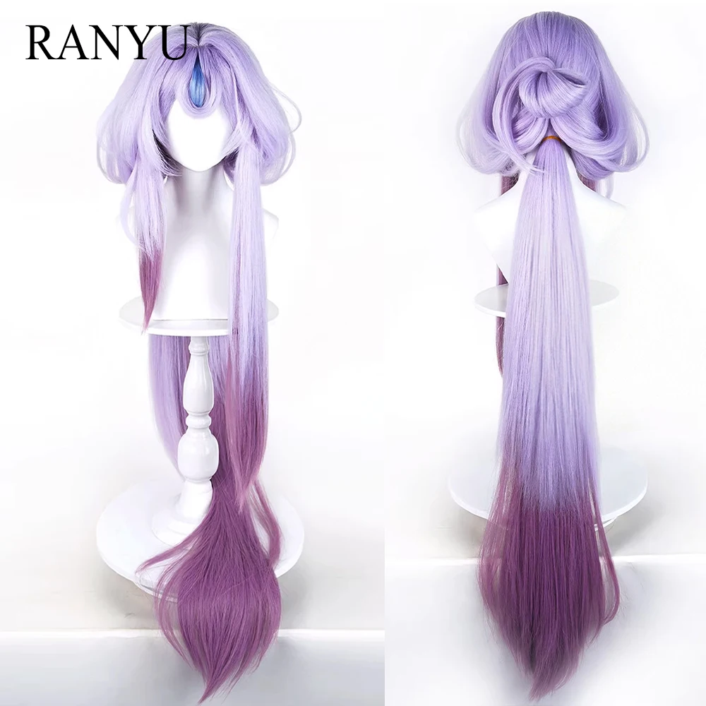 

Длинные прямые синтетические парики омбре фиолетового цвета с челкой, термостойкие, пушистые, для косплея по аниме и играм, для повседневной носки и вечеринок