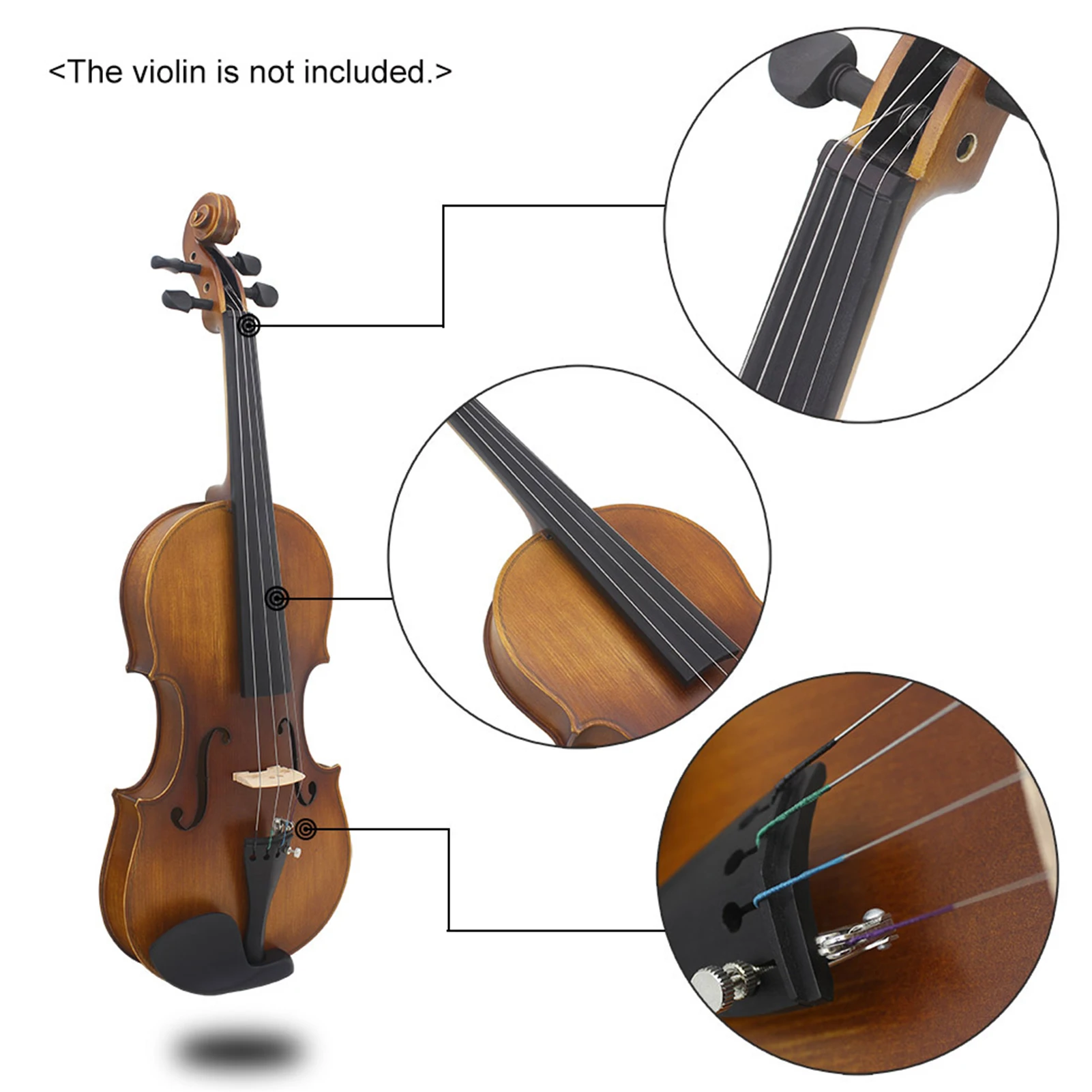 Universal Violin Fiddle String Strings Full Set (E-A-D-G) with Nickel-plated Ball End for 4/4 3/4 1/2 1/4 1/8 Violins
