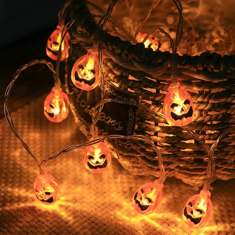 Guirnalda de luces LED para Halloween, bolas de ojo de calavera de calabaza, Festival de fantasmas, linterna de fiesta, truco o trato, decoración de Feliz Día de Halloween, 1,5 m, 10LED