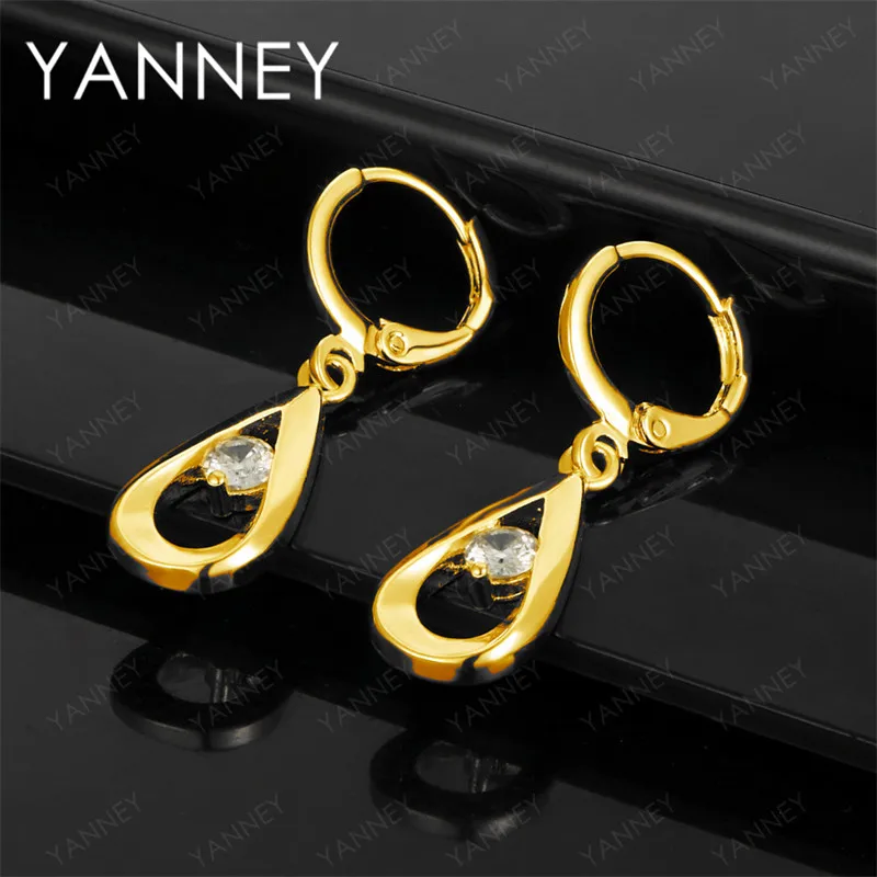 

Fashion 925 sterling silver 18K gold luxury exquisite teardrop zircon earrings women's gift engagement jewelry accessories