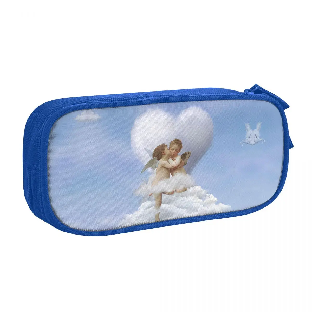 Custom Clouds Angels Kiss Pencil Cases for Girls Boys Large Capacity Renaissance Cherub Pen Box Bag Stationery