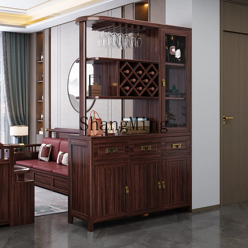 

FG ebony solid wood room cabinet double-sided partition cabinet new Chinese living room entrance cabinet
