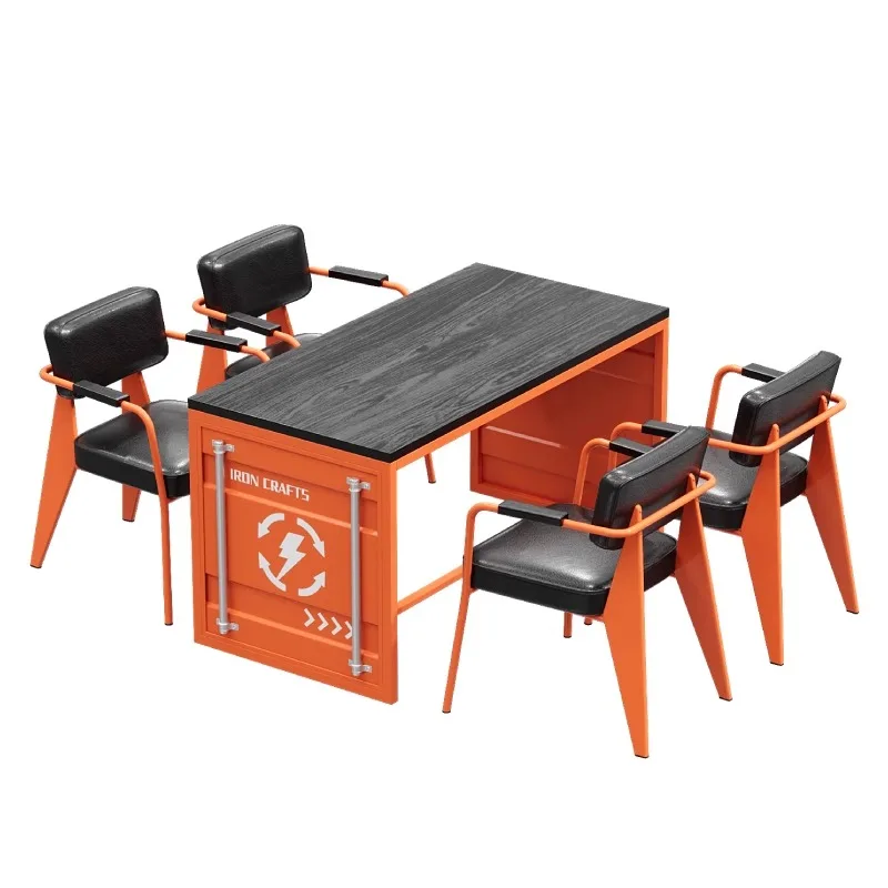 Industrial card clearing table and chair combination cafe restaurant bar creative negotiation chair