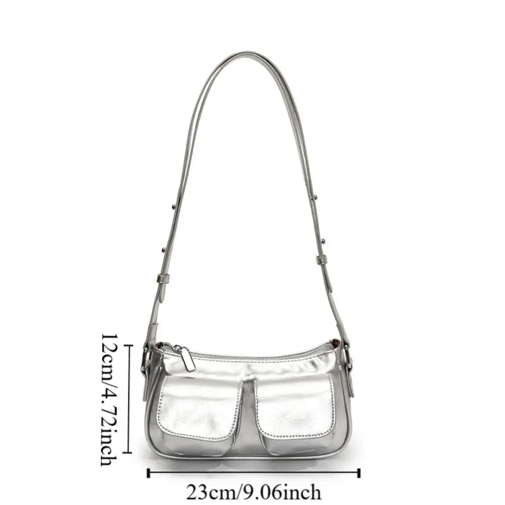 Роскошная однотонная сумка через плечо, большая вместительная сумка с двойными карманами, сумка-хобо, ретро сумка на плечо из искусственной кожи, летняя