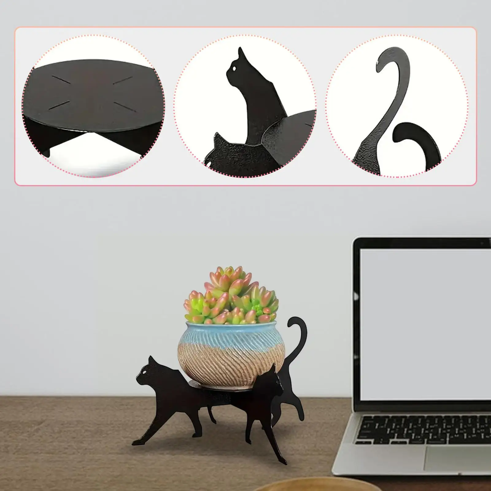 Cat Silhouette Plant Stand Planter Riser Shelf Home Bedroom Decorative Display Rack for Garden Hotel Enthusiasts Balcony