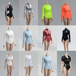 1/6 Female Soldier Surfing Wet Suit Diving Suit Long Sleeved One Piece Half Body Swimsuit Clothing Model for 12