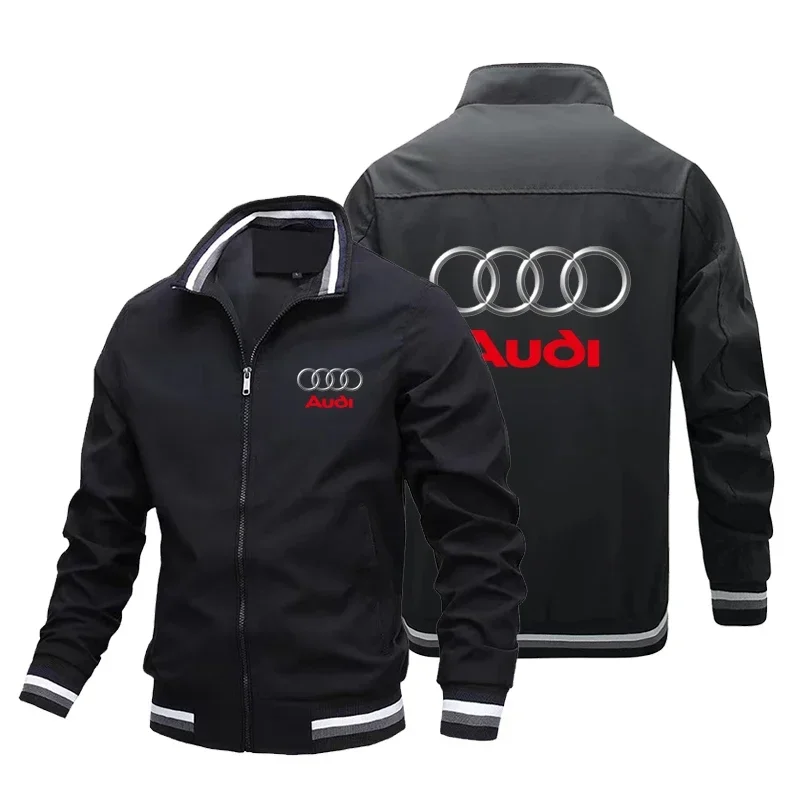 

2025 New Men's Jacket Audi Car Logo Motorcycle Jacket Casual Fashion Windbreaker Motocross Men's Clothing Biker Jacket Coats