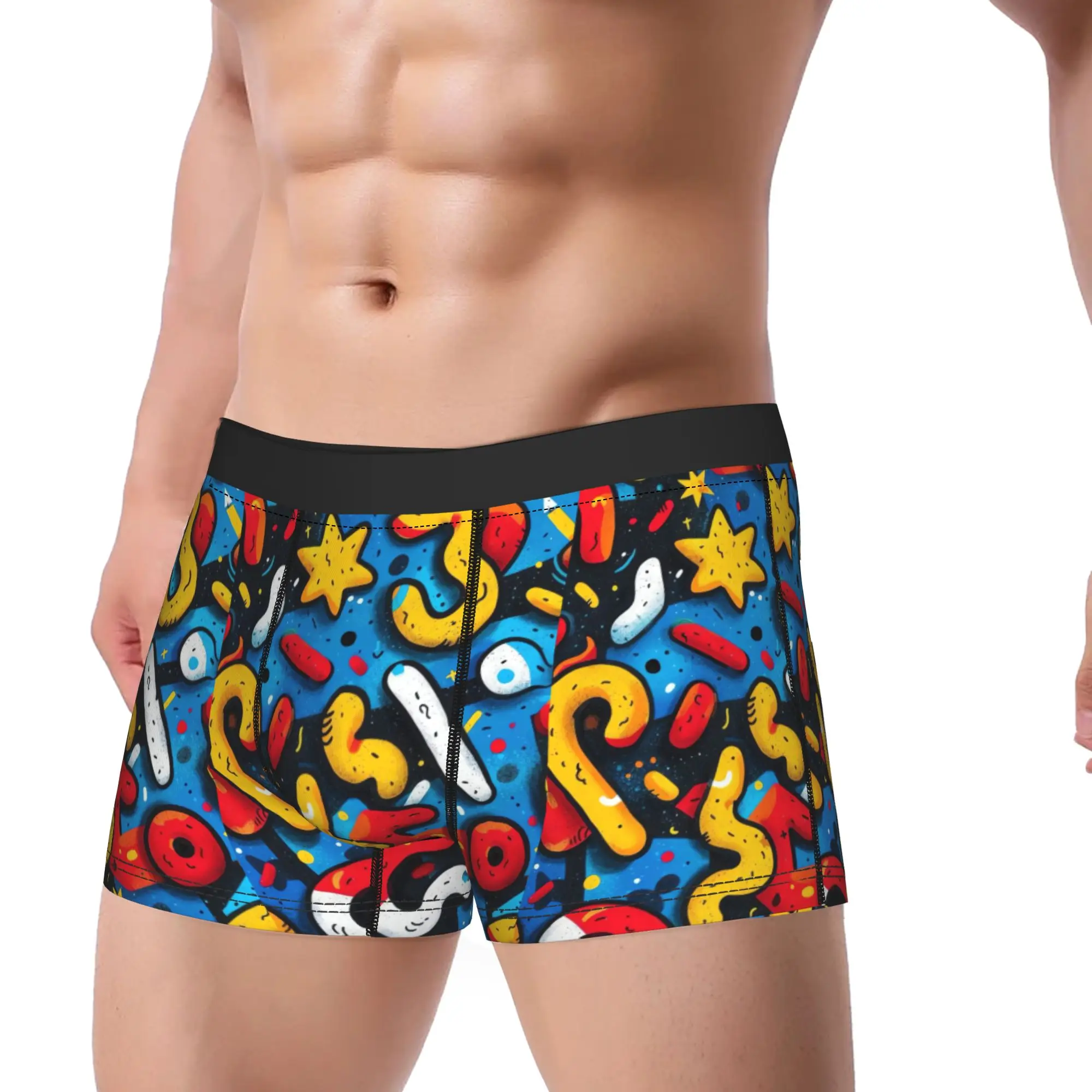 Party Confetti Pattern Boxershorts  3D Pouch Underwear Quality Custom DIY Shorts Briefs Breathable Men Panties Big Size 2XL