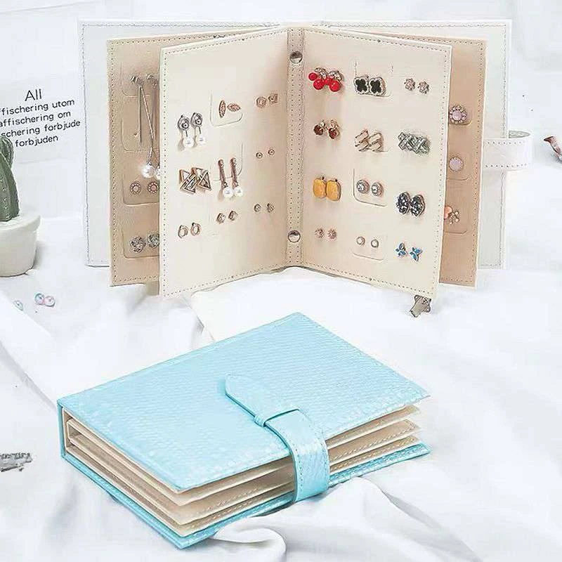 1pc Earring Organizer Book Design Earring Holder Travel Jewelry Storage Case Tray Holder , Capable To Hold 42 Pairs