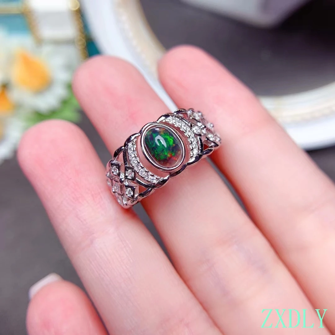 2024 New Design Woman Ring Black Opal Ring For Lady Graceful  S925 silver ring birthday gift party Gift