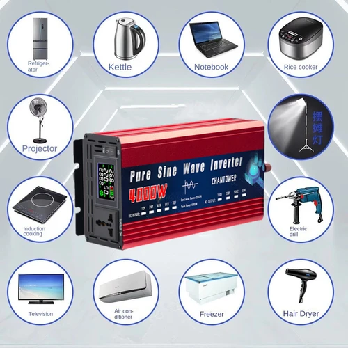 Imagen 2 del producto Inversor 12V 220V 2000W 3000W 4000W DC 12v/24v a AC 220v/110v fuente de alimentación de onda sinusoidal pura convertidor de voltaje inversor Solar de coche