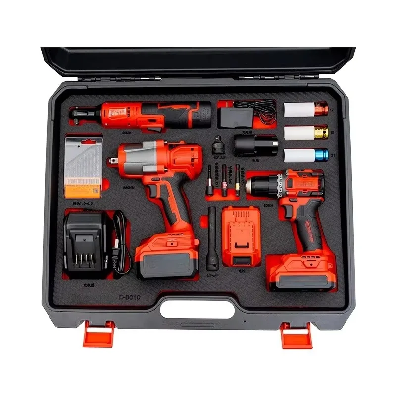 One Brushless Lithium Battery Electric Drill Impact Wrench Ratchet Customizable OEM Car Repair Tool Set
