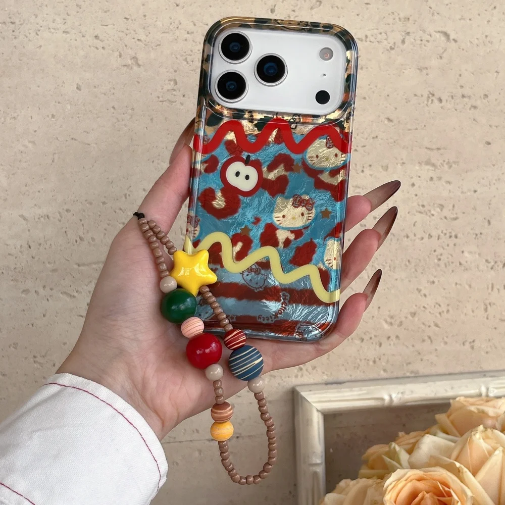 حافة مستقيمة الربط ليوبارد طباعة kt مناسبة لحالة هاتف أبل 17 برو 16 15 14 13 برو ماكس جراب هاتف مع الملحقات