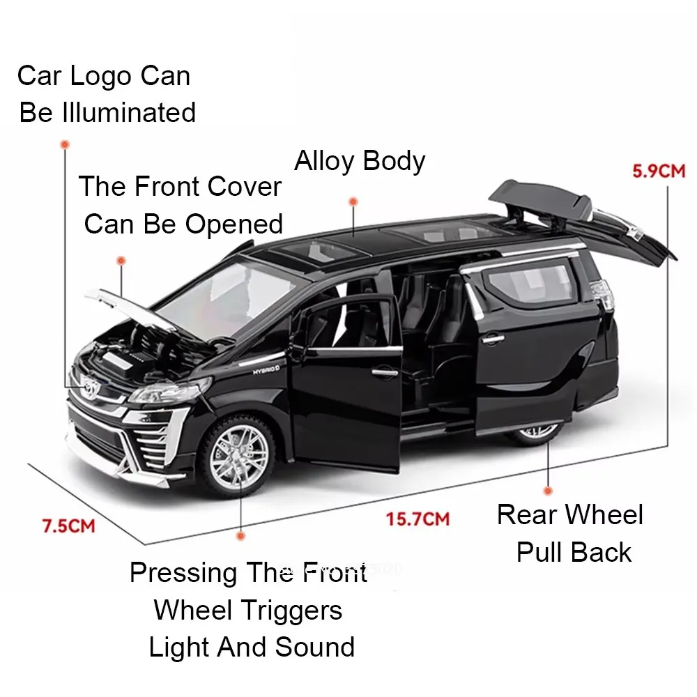 1:32 escala liga alphard vellfire brinquedos carros modelos 6 portas abertas mpv brinquedos roda puxar para trás veículos para namorado presentes do festival