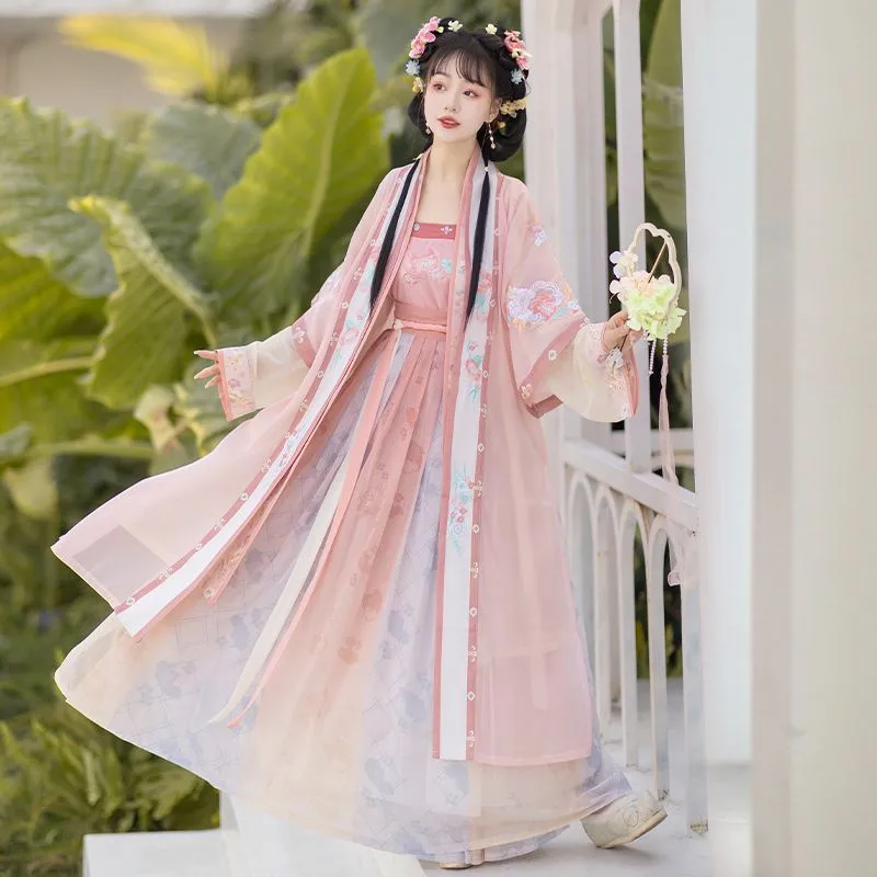 Hanfu vestido hecho a mano para mujer adulta, faldas plisadas bordadas, altura y delgadez, trajes diarios de primavera y verano