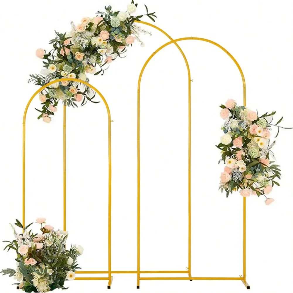 

3 шт. Желтые металлические арки-подставки для свадебного декора, для свадебной церемонии, девичника, дня рождения, для использования на улице и в помещении