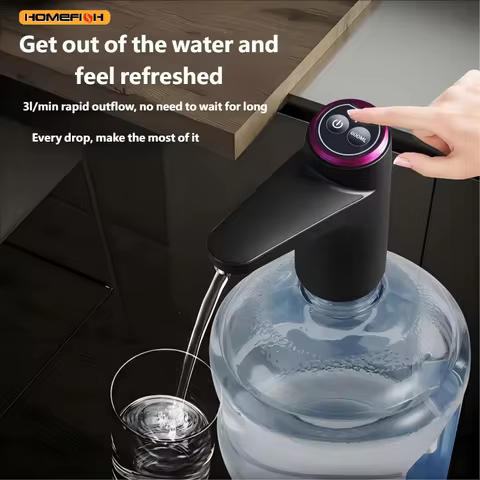 HOMEFISH USB Rechargeable Automatic Electric Water Pump Portable Household Barreled Water Dispenser Mineral Water Press