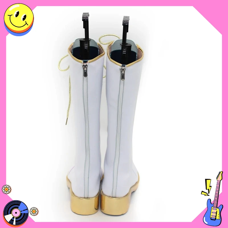 أحذية Kpop الجمالية المصنوعة من الجلد الأبيض - أحذية لعب الأدوار الكرنفالية الهزلية للهالوين #4