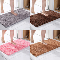 Inyahome Plush Microfiber Non Slip Soft Bathroom Rug Absorbent Machine Washable Chenille Bath Mat Quick Dry Shag Bathroom Carpet