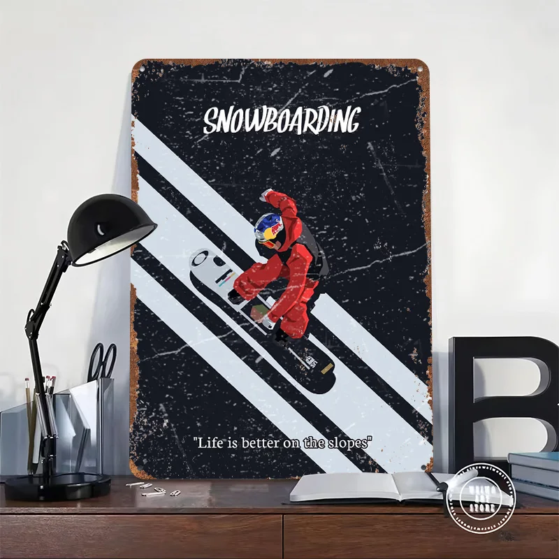 Snowboard Style Personalized 3D Textured Metal Poster Wall Art Vintage Tin Signs for Decoration Garage Decorations Home Decor