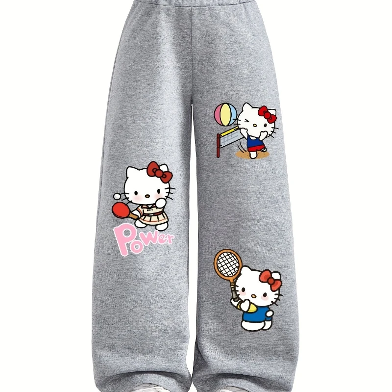 Zomerbestsellers: Sanrio Hello Kitty-patroon voor dames, casual broek met cartoonontwerp, elastische riem voor comfortabele pasvorm