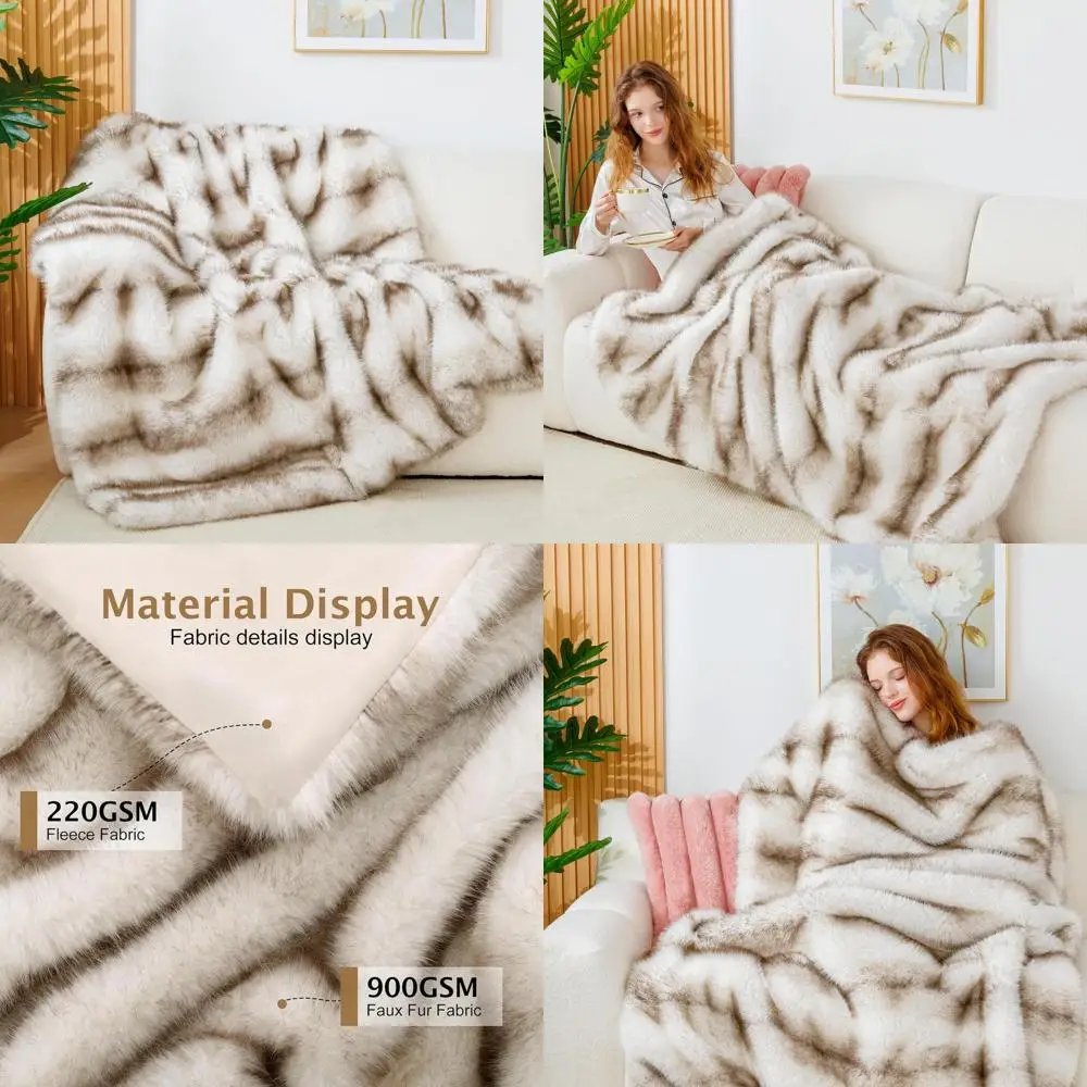 

Ultra Plush 1000GSM Mink Throw Blanket, Cozy Heavy 50x60 Reversible Cover for Couch, Bed, Living Room, or Bedroom, Taupe