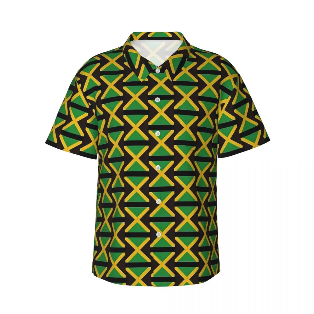 Hawaii Shirt Vacation Jamaican Flag Blouses green yellow Vintage Casual Shirts Male Short-Sleeve Harajuku Tops