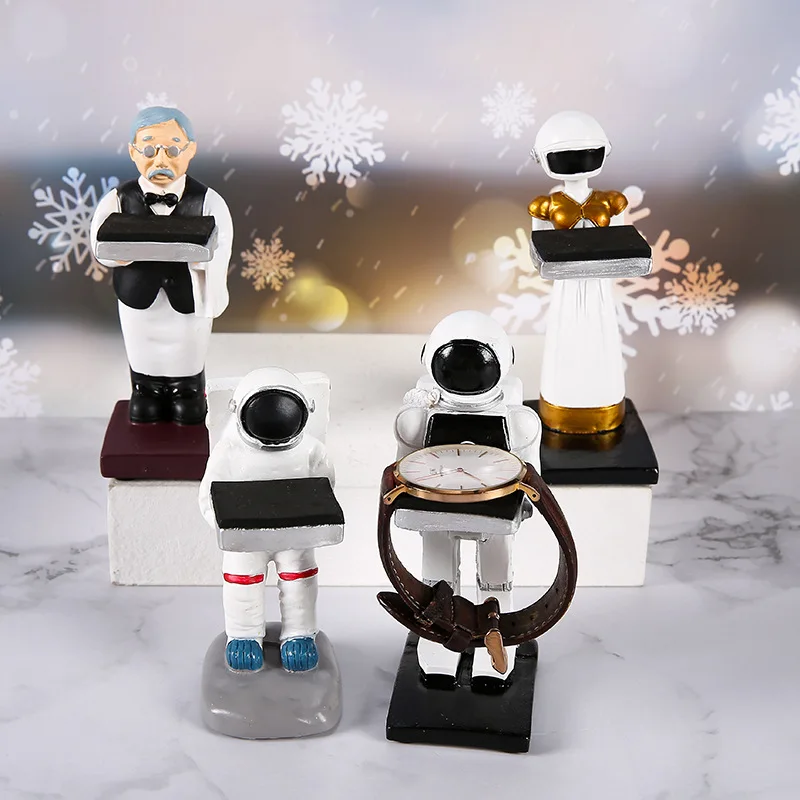 Resin Watch Storage stand Creative Ornament Jewelry astronaut Rack Trinket  Decorative Table Stand Shelf