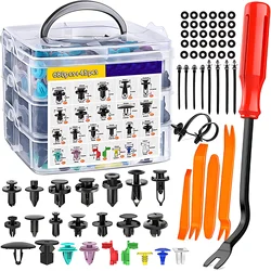 725 680PCS Boxed Clips Universal Bumper Screws Repair Rivets Fastener Sets Car Retaining Clips Door Trim Plate Retaining Clips